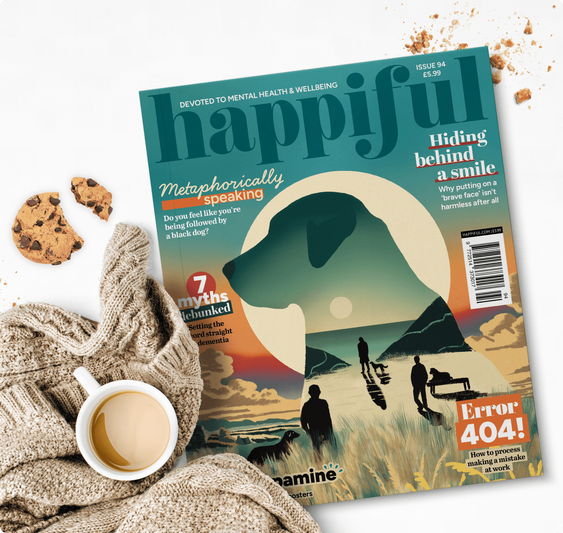 Happiful magazine on table