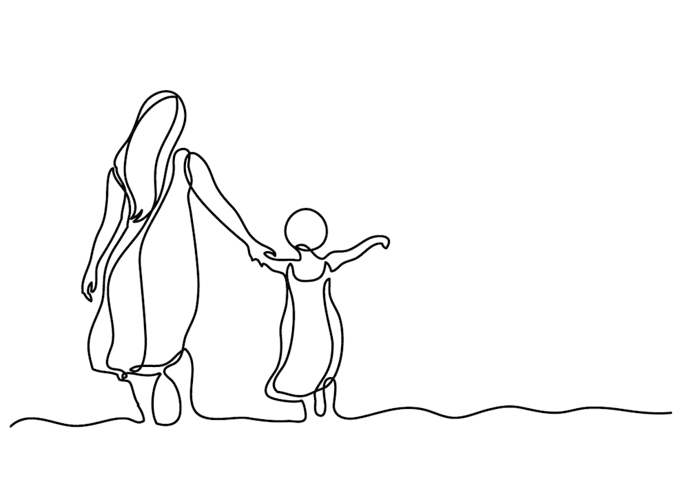 Illustration of mother and child