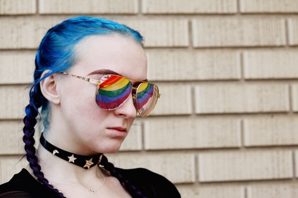 woman with pride flag