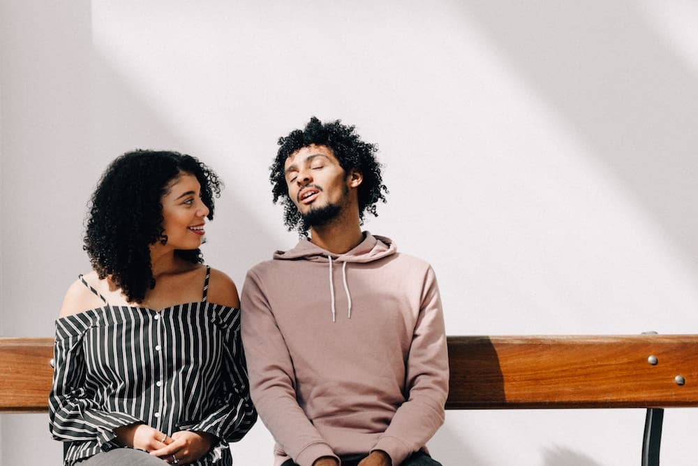 couple sat on bench