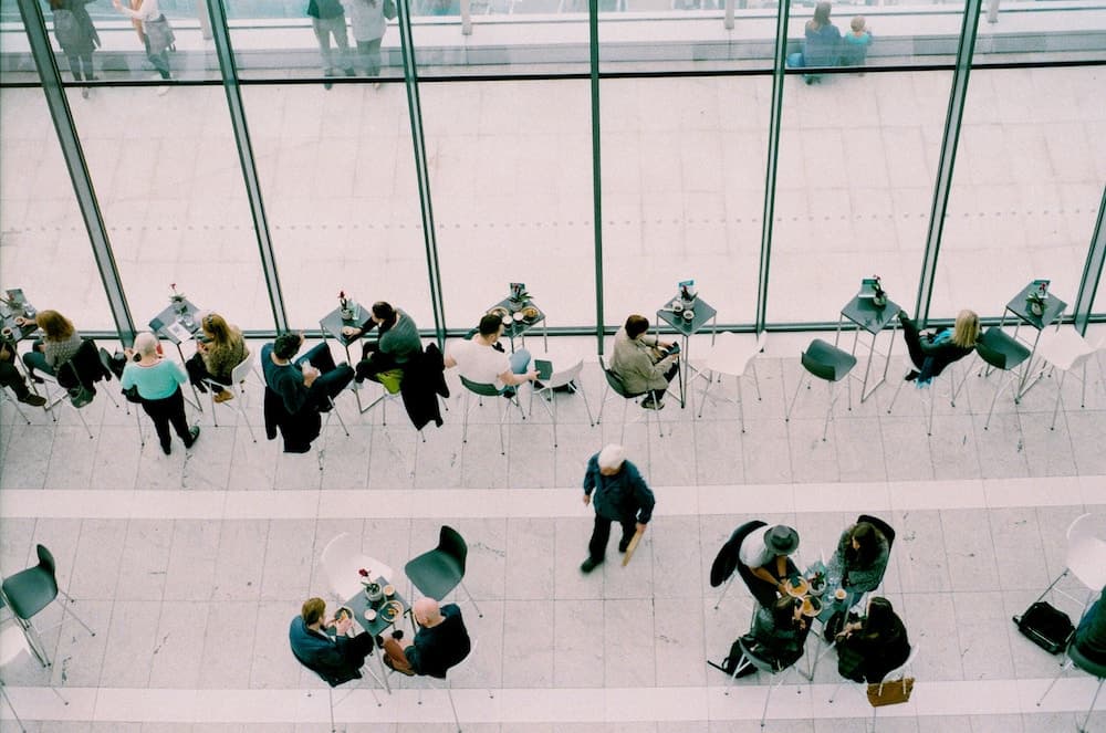 business people at tables