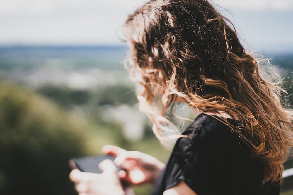 woman on her phone