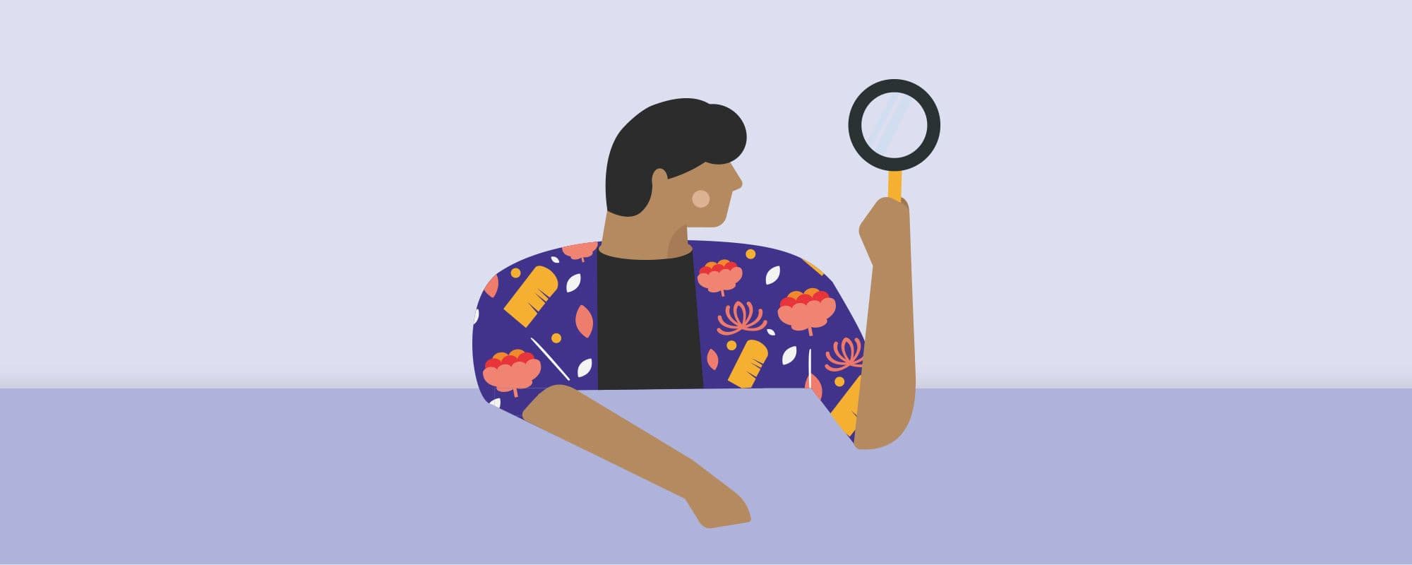 An illustration of a man holding a magnifying glass