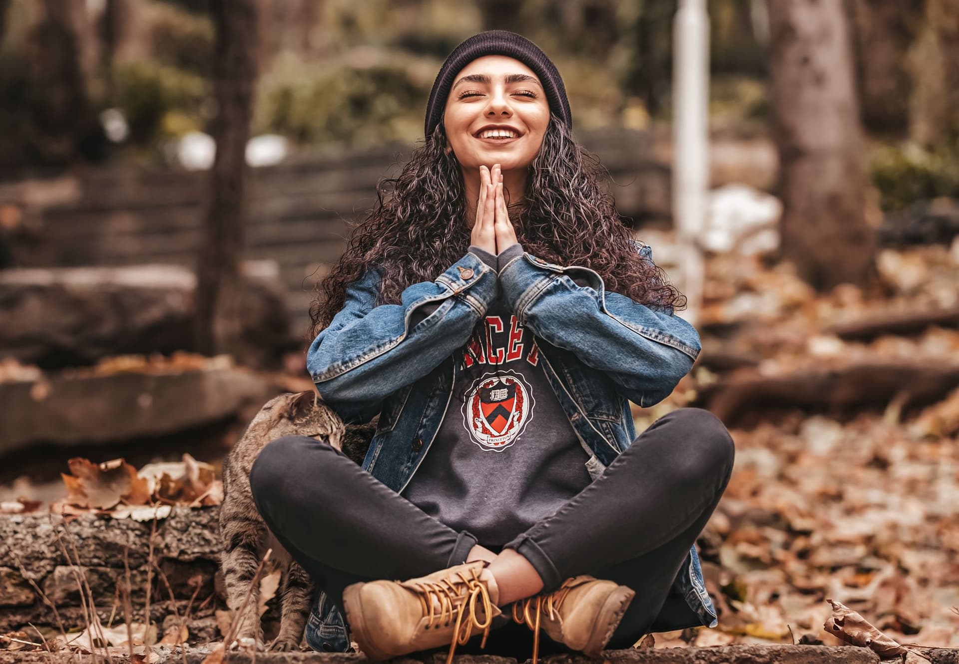 woman in prayer position